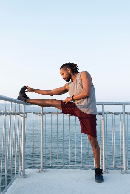 African american athlete exercising