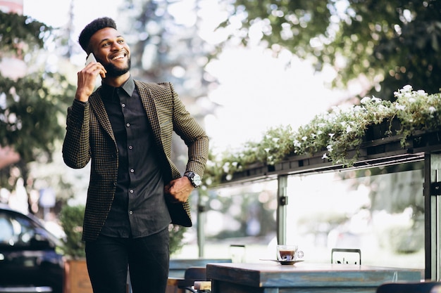 African american business man talking on the phone