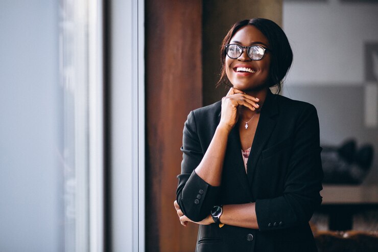 Free Photo african american business woman by the window