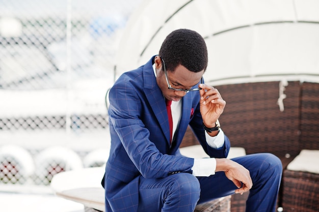 African american happy successful man at suit Rich black business man