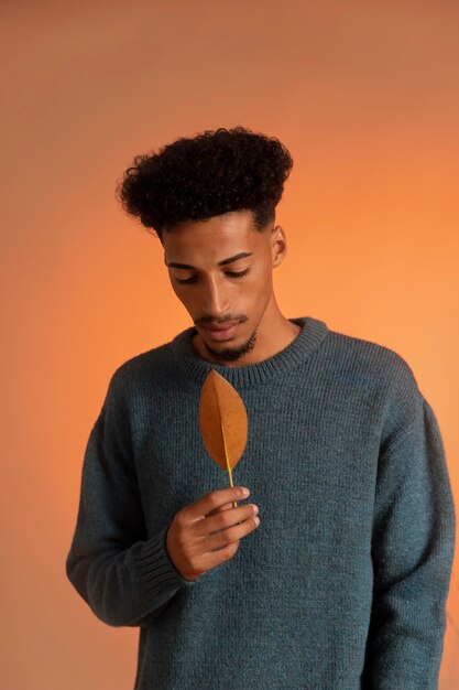 African american man in autumn setting