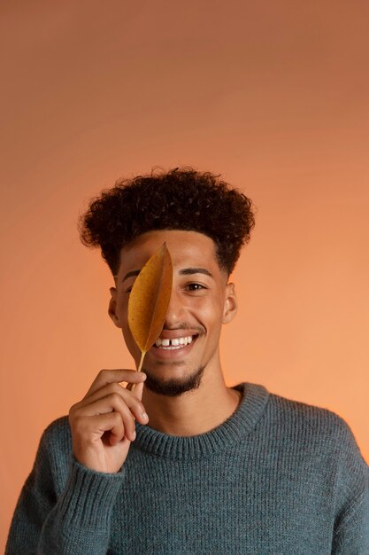 African american man in autumn setting