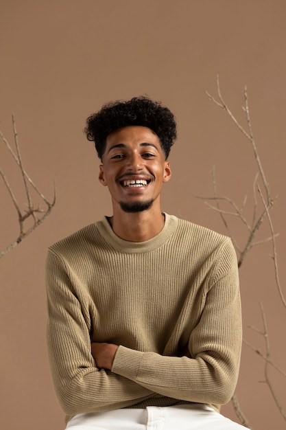 African american man in autumn setting