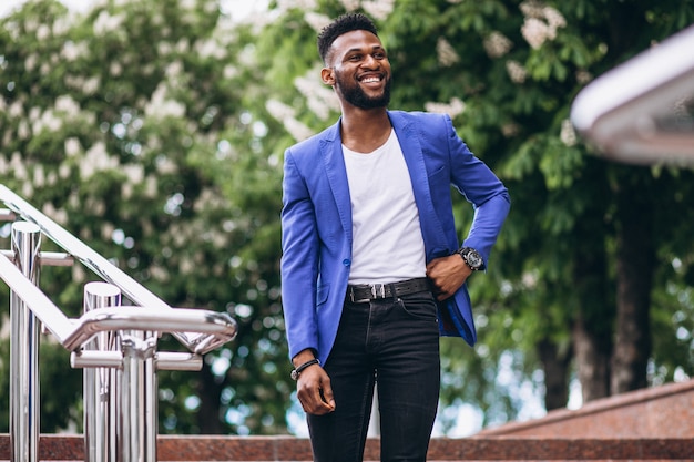 African american man in blue jacket