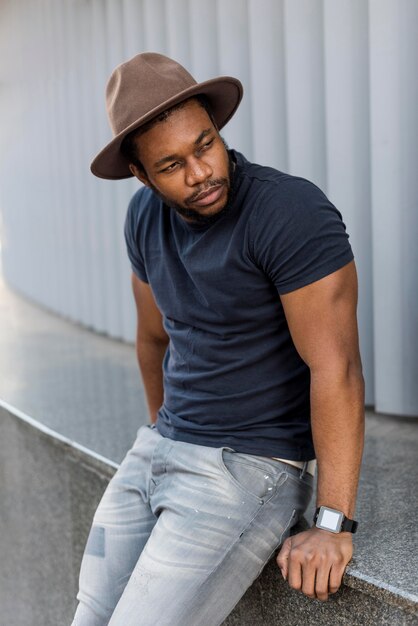 African american man looking away