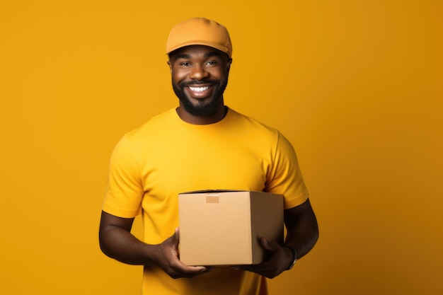 African american man take away and delivery concept