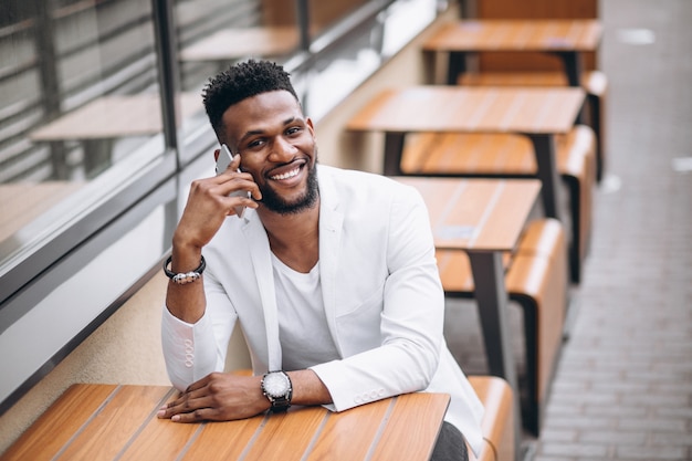 African american man using phone