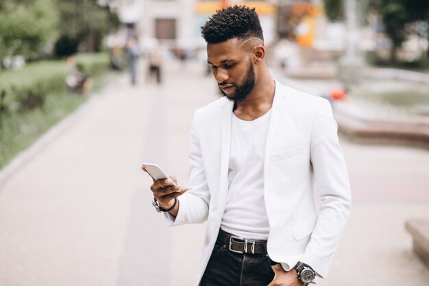 African american man using phone