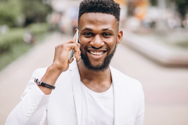 African american man using phone