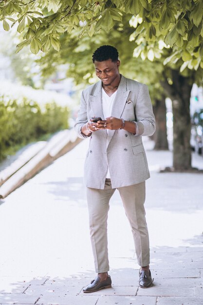 African american man using phone