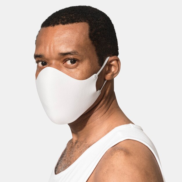 African American man wearing a face mask during the new normal