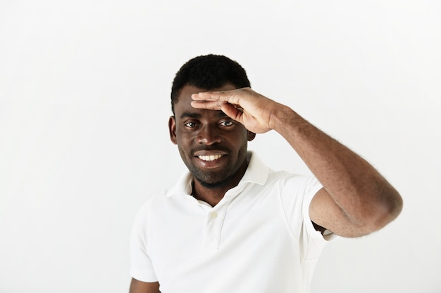 African-American man wearing white T-shirt