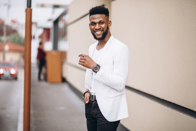 African american man in white jacket