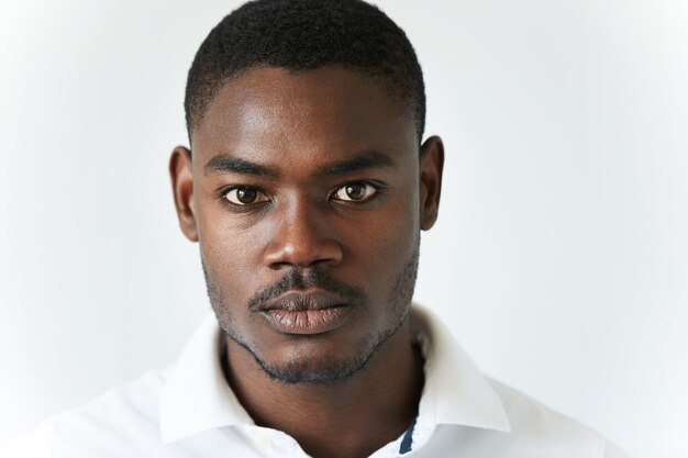 African American man in white T-shirt