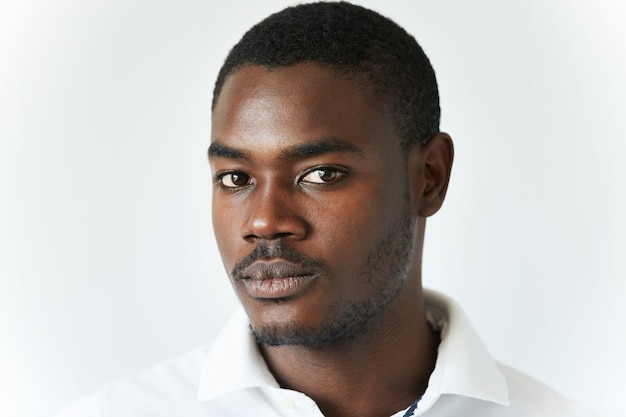 African American man in white T-shirt