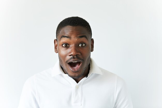 African American man in white T-shirt