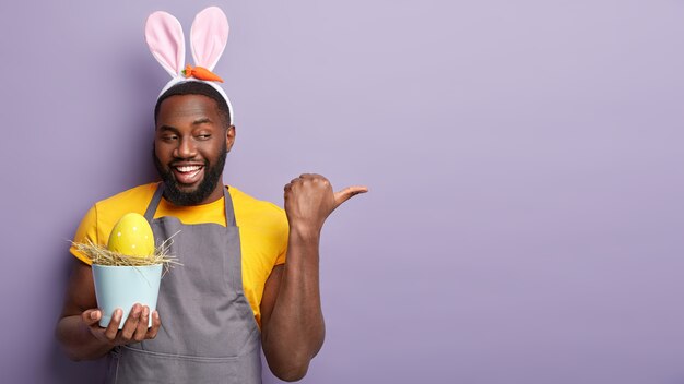 African American man with bunny ears