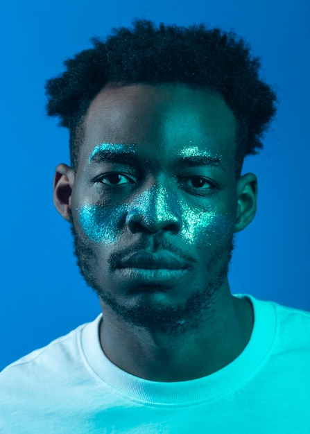 African american man with face painting