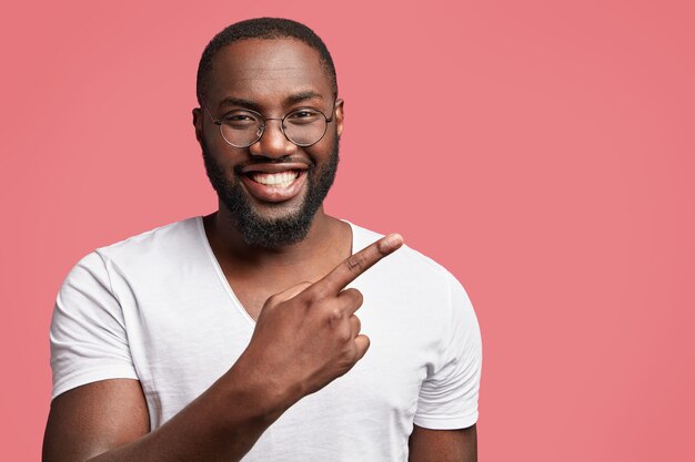 African-American man with round glasses