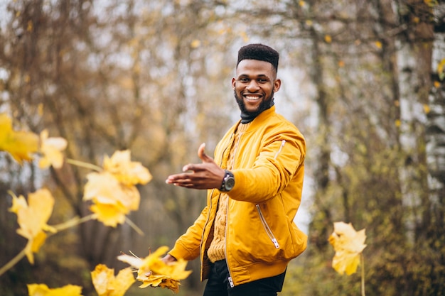 African american student walking in the park