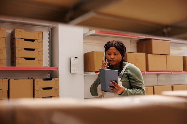 Free photo african american supervisor having remote conversation