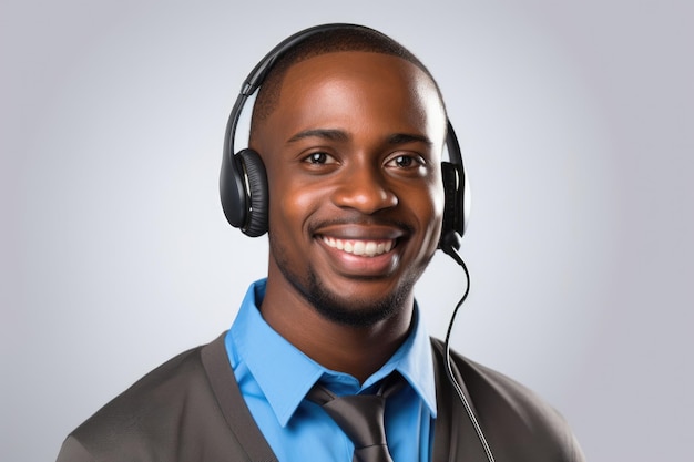 Free photo african american telemarketer agent and corporate operator concept