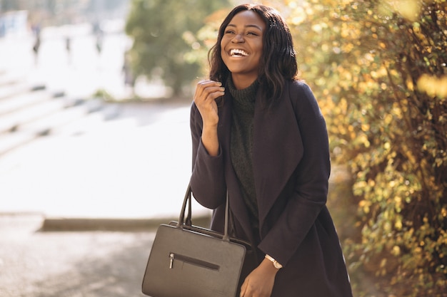 African american woman happy in park