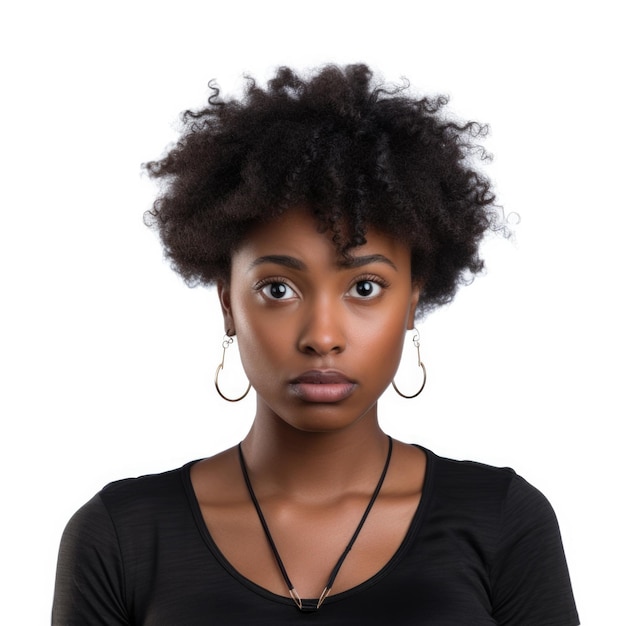 Free photo african american young woman doubtful thinking or choosing concept