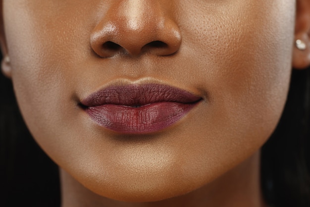 African-american young woman's close up portrait.