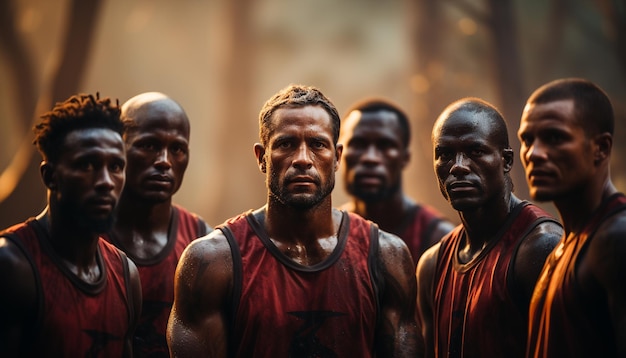 Free photo african athletes smiling standing together competing in a sports team generated by artificial intelligence