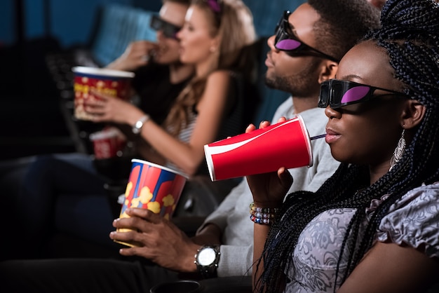 Free photo african couple at the cinema