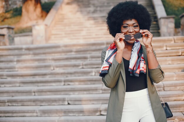 African girl in a summer city