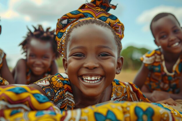 아프리카 아이가 삶을 즐기고 있습니다.