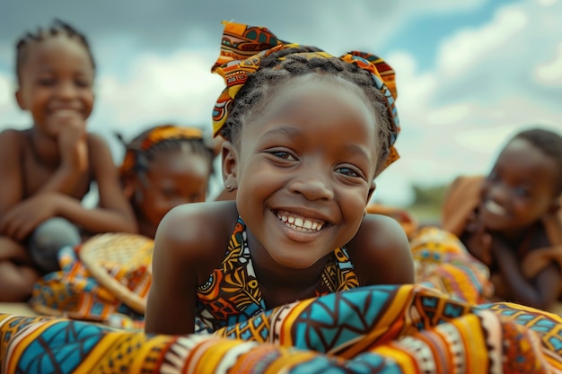 Бесплатное фото Африканский ребенок, наслаждающийся жизнью.