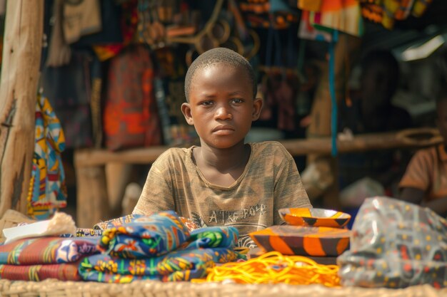 African kid in a marketplace