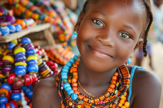 Free photo african kid in a marketplace