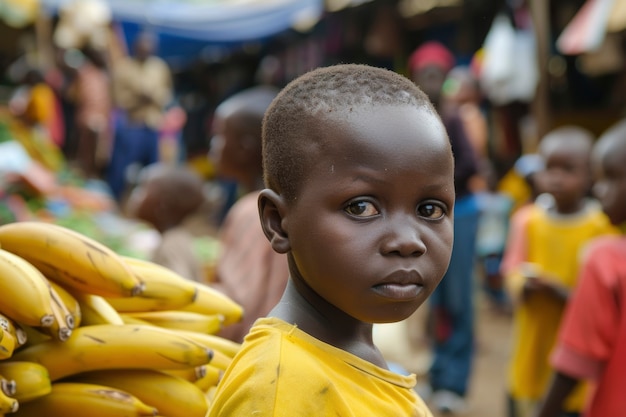 Foto gratuita ragazzo africano al mercato.