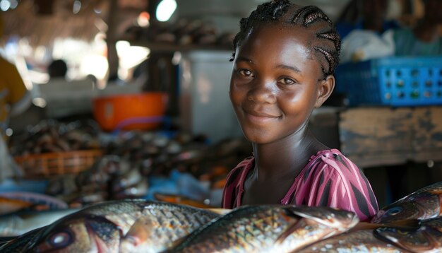 African kid in a marketplace