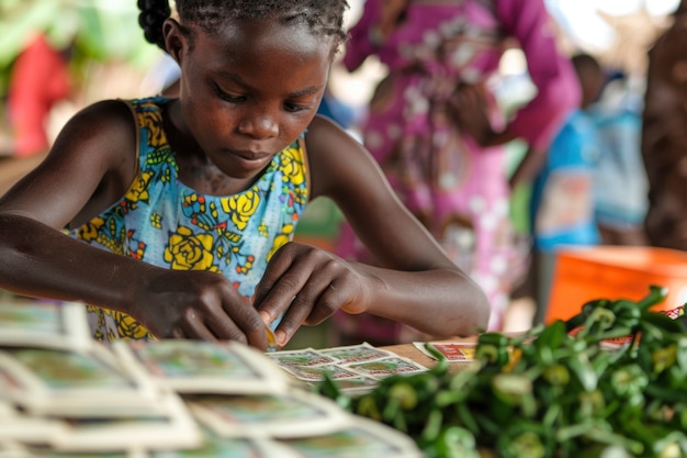 Free photo african kid in a marketplace