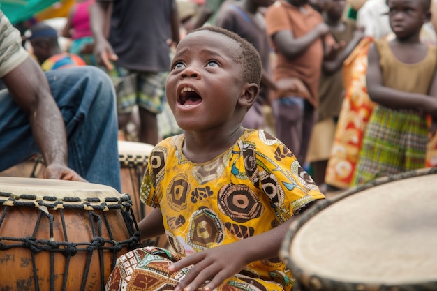 Foto gratuita ragazzo africano al mercato.