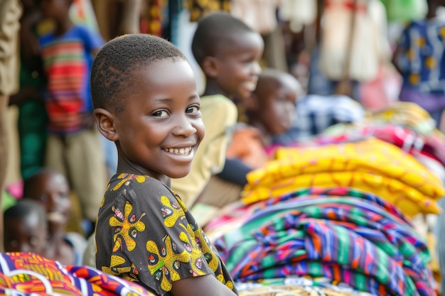 Free photo african kid in a marketplace