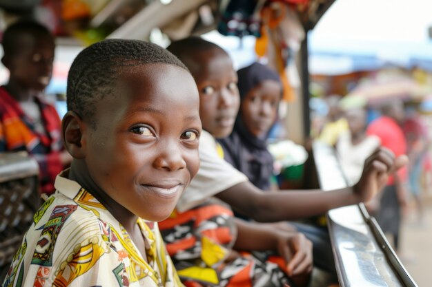 African kid in a marketplace