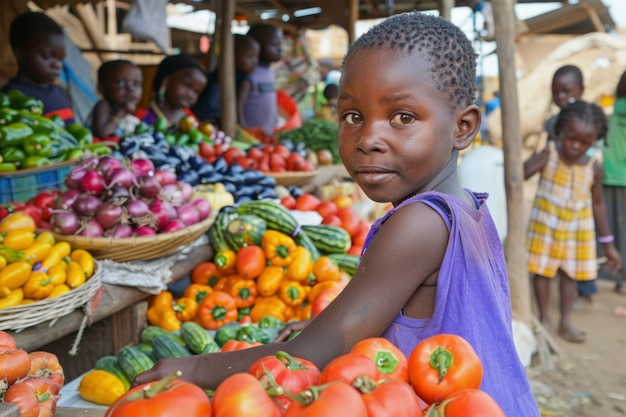 Free photo african kid in a marketplace