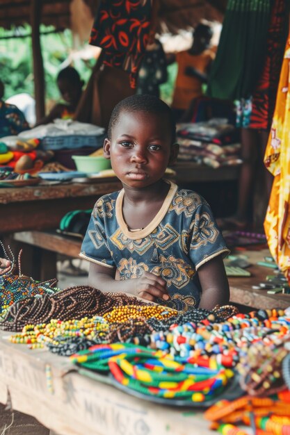 African kid in a marketplace