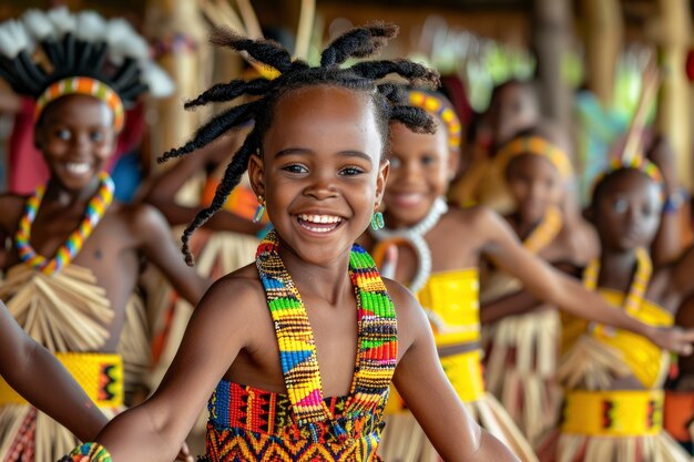 アフリカの子供たちが人生を楽しんでいる