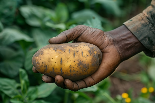 Free photo african man harvesting  vegetables