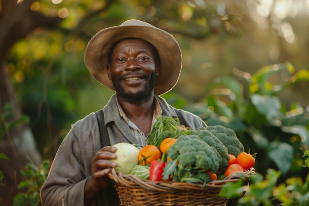 African man harvesting vegetables