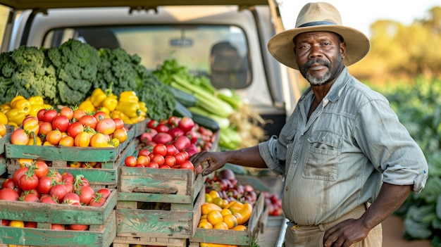 African man harvesting vegetables