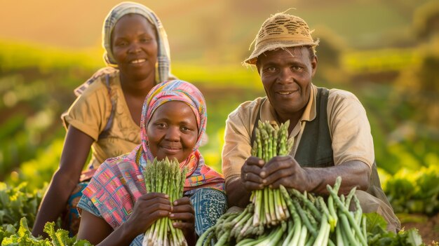 African people harvesting vegetables