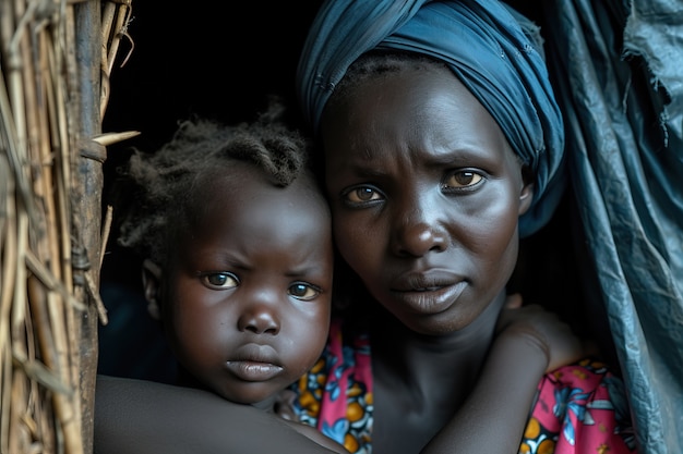 Free photo african woman and baby portrait